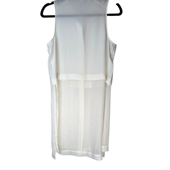 2/$30 Candies M White Sleeveless Button-Up Blouse With Sheer Detail - Picture 9 of 16